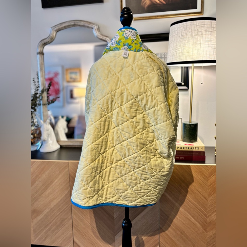 ๐งต HANDMADE (by me!) Floral Quilt Coat Jacket with Blue Trim M-XL - Picture 11 of 15